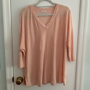 Garnet Hill Peach Linen Long Sleeve Shirt